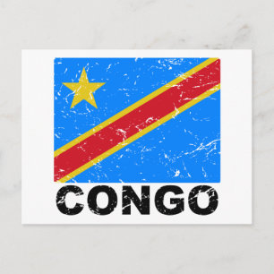 Demokratische Republik Kongo Vintage-Flagge Postkarte