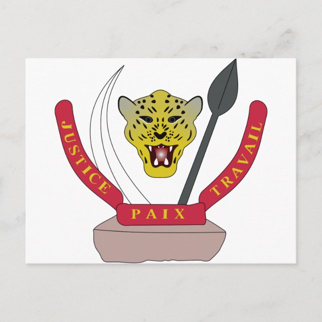 Demokratische Republik Kongo-Wappen Postkarte (Vorderseite)