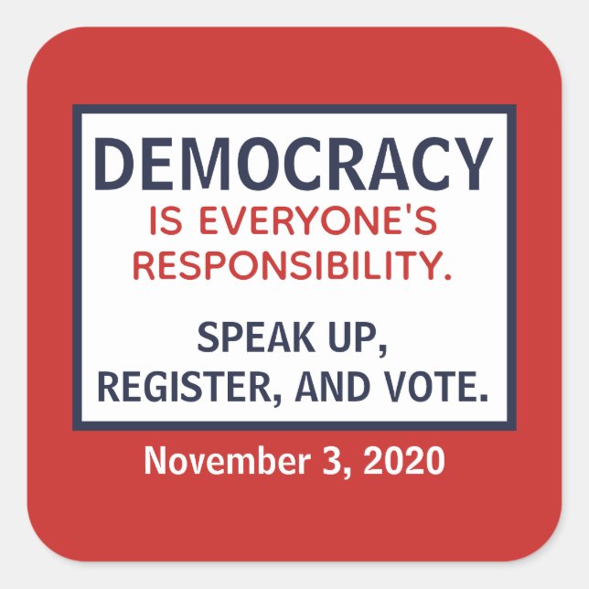 Demokratische Verantwortung Schnellere Registrieru Quadratischer Aufkleber (Vorderseite)