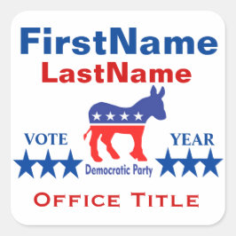 Demokratische Wahlkampfvorlage Quadratischer Aufkleber