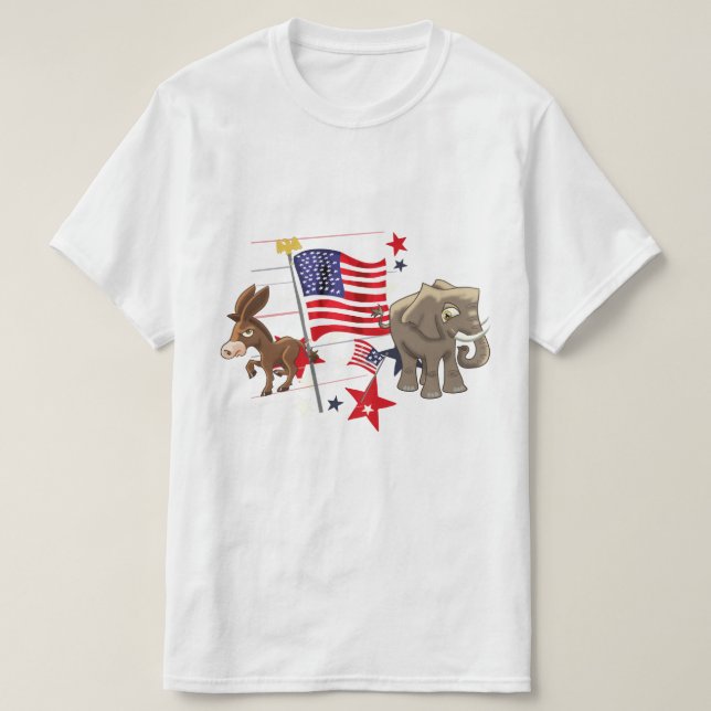 Demokratischer Donkey und republikanischer Elefant T-Shirt (Design vorne)