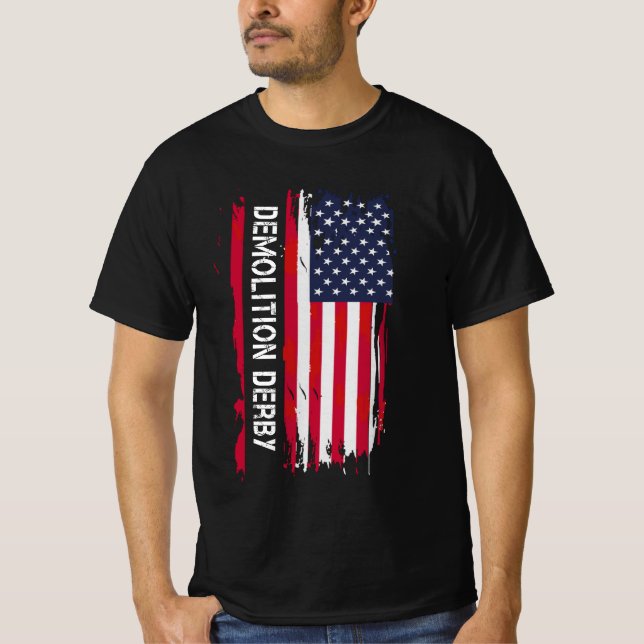 Demolition Derby Patriotic USA Flag T-Shirt (Vorderseite)