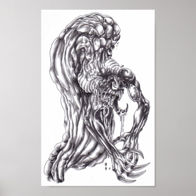 Demon Art Zeichnend Poster Print (Vorne)