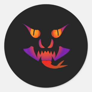 Demon-Kürbislaterne Runder Aufkleber