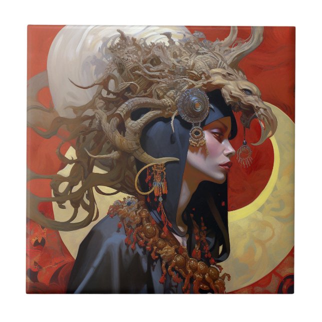 Demon Queen Fantasy Art Fliese (Vorderseite)