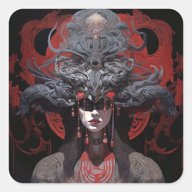 Demon Queen Fantasy Art Quadratischer Aufkleber (Vorderseite)