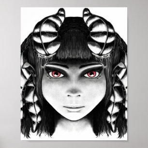 Demon Queen Original Schwarzweiß-Illustration Poster