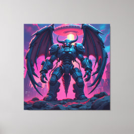 Demon Roboter mit Flügel bei einem UFO Leinwanddruck