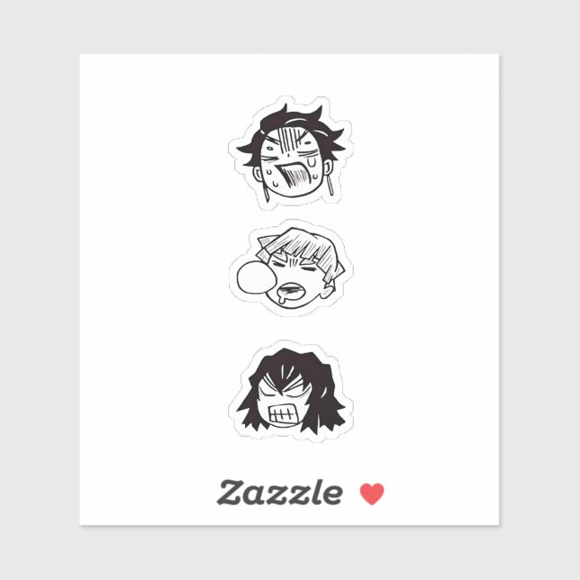 Demon Slayer Trio lustig Custom Cut Vinyl Sticker (Blatt)