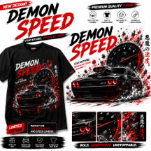 Demon Speed Muscle Car Dark Racing - Schwarzes T-S