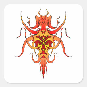 Demon Tribal Tattoo Design Quadratischer Aufkleber