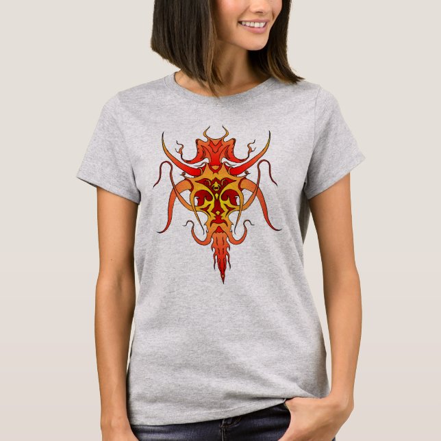 Demon Tribal Tattoo Design T-Shirt (Vorderseite)