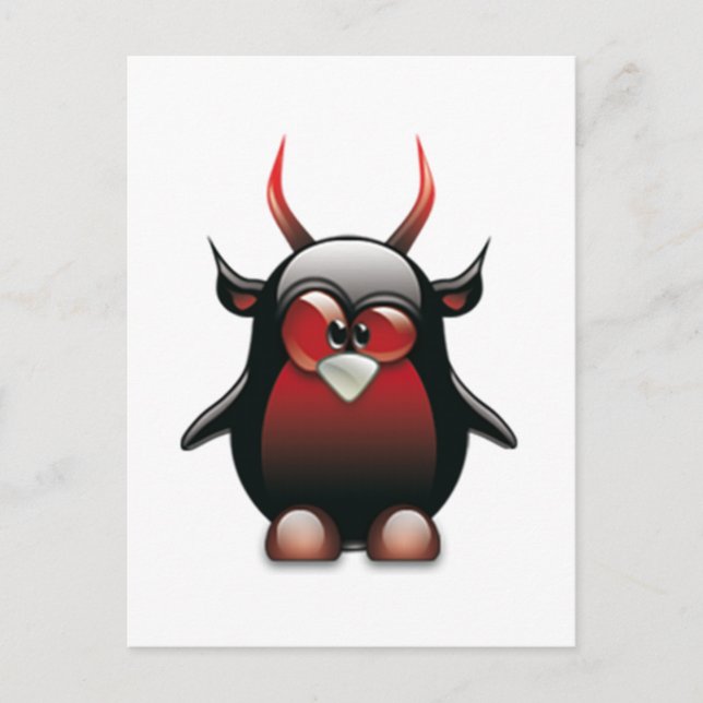 Demon Tux (Linux Tux) Postkarte (Vorderseite)