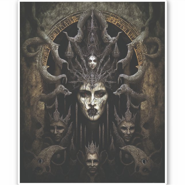 Demon Woman Monster Horror Art Aufkleber (Vorderseite)