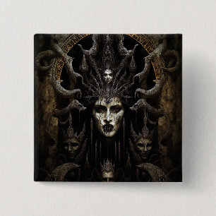 Demon Woman Monster Horror Art Button