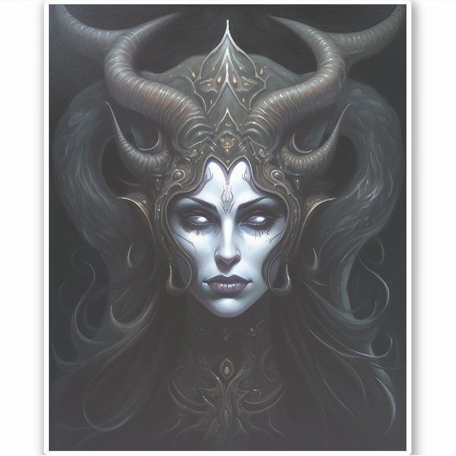 Demon Woman Queen Dark Fantasy Art Aufkleber (Vorderseite)