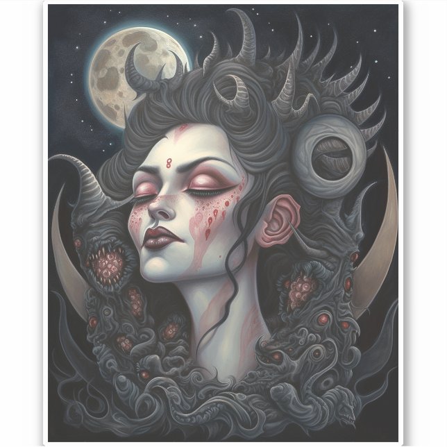Demon Woman Queen Dark Fantasy Art Aufkleber (Vorderseite)