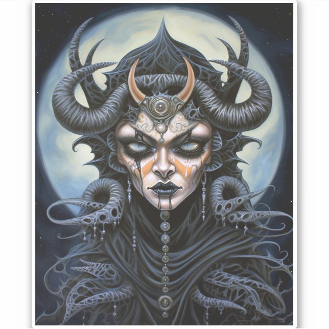 Demon Woman Queen Dark Fantasy Art Aufkleber (Vorderseite)
