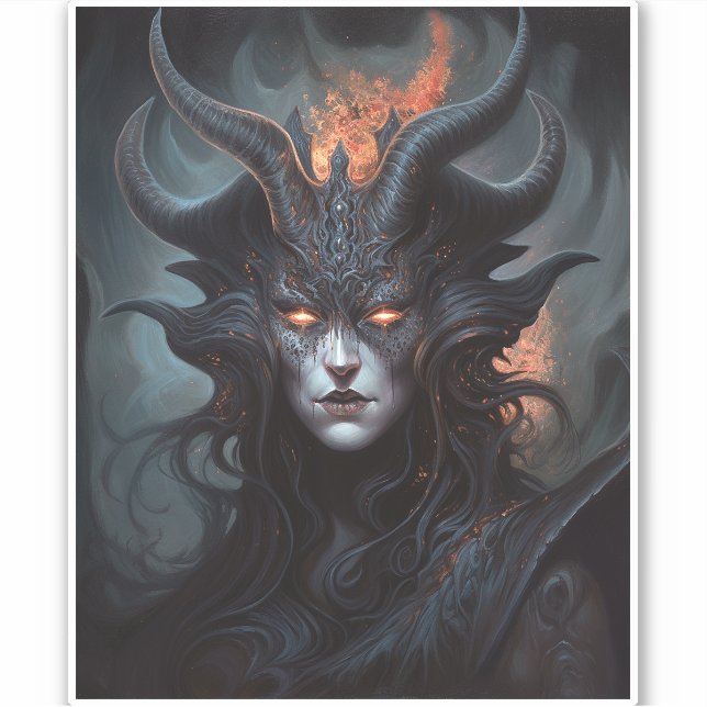Demon Woman Queen Dark Fantasy Art Aufkleber (Vorderseite)