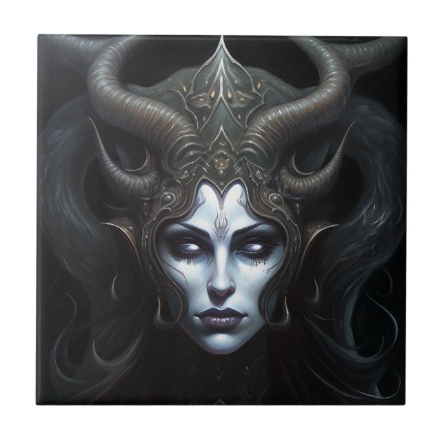 Demon Woman Queen Dark Fantasy Art Fliese (Vorderseite)