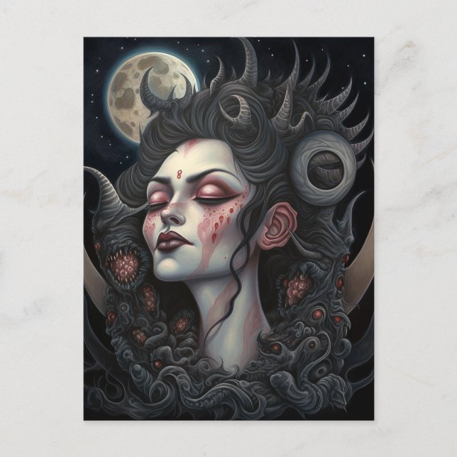 Demon Woman Queen Dark Fantasy Art Postkarte (Vorderseite)