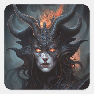 Demon Woman Queen Dark Fantasy Art Quadratischer Aufkleber