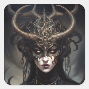 Demon Woman Queen Dark Fantasy Art Quadratischer Aufkleber