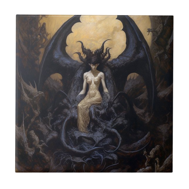Demoness Dark Fantasy Goth Gothic Art Fliese (Vorderseite)