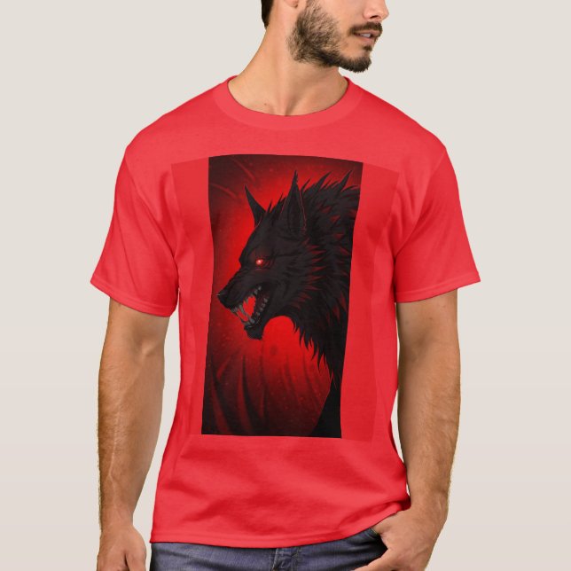 "Demonic Alpha Wolf - Red-Mit Augen-Fury Art" T-Shirt (Vorderseite)
