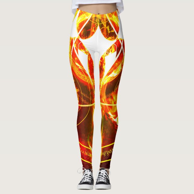 Demonic Hellfire Sigil von Chaos Infernal Red Leggings (Vorderseite)