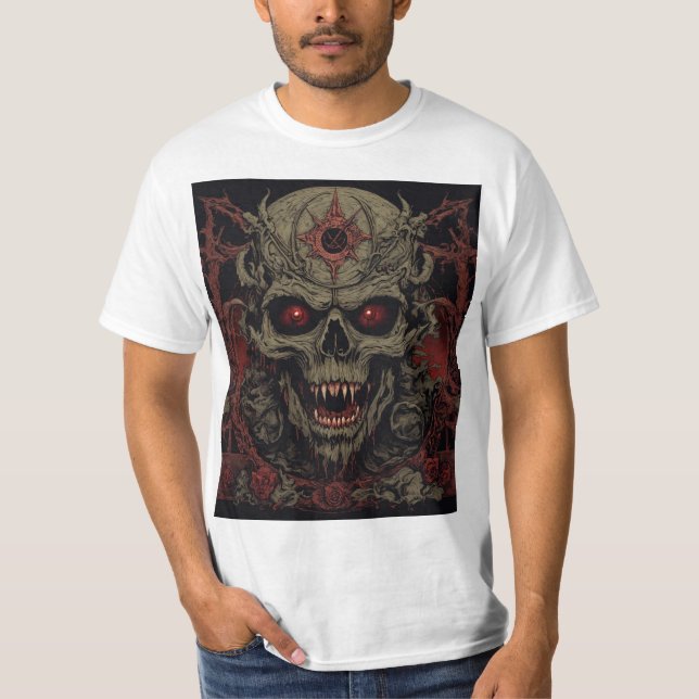 Demonic Skull Horror Art – Death Metal Gothic  T-Shirt (Vorderseite)