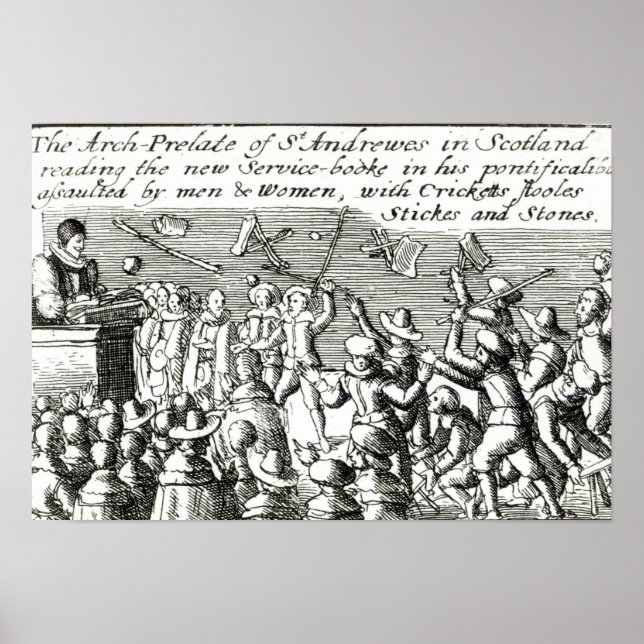 Demonstranten in Edinburgh, 1637 Poster (Vorne)