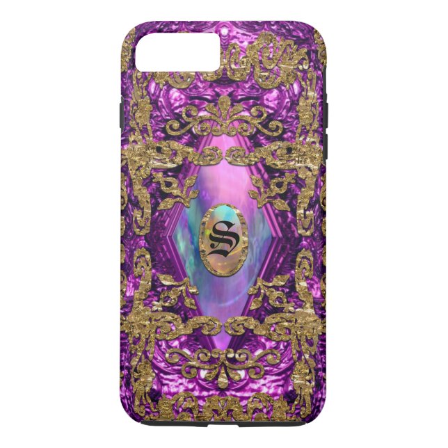 Dempsey Plum Elegant Monogram Case-Mate iPhone Hülle (Rückseite)