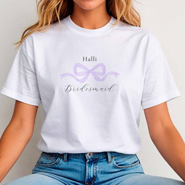 Demure Lilac Bow Bridesmaid Vorschlag T-Shirt (Lilac Bow Tshirt)