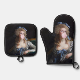 Demure with Pink Bubble Gum Ofenhandschuh & Topflappen-Set