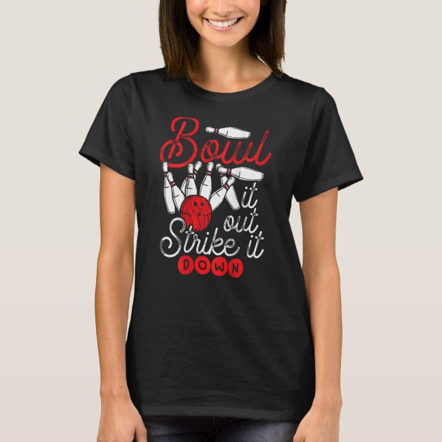 Den Backprint-Bowling abbrechen T-Shirt (Vorderseite)
