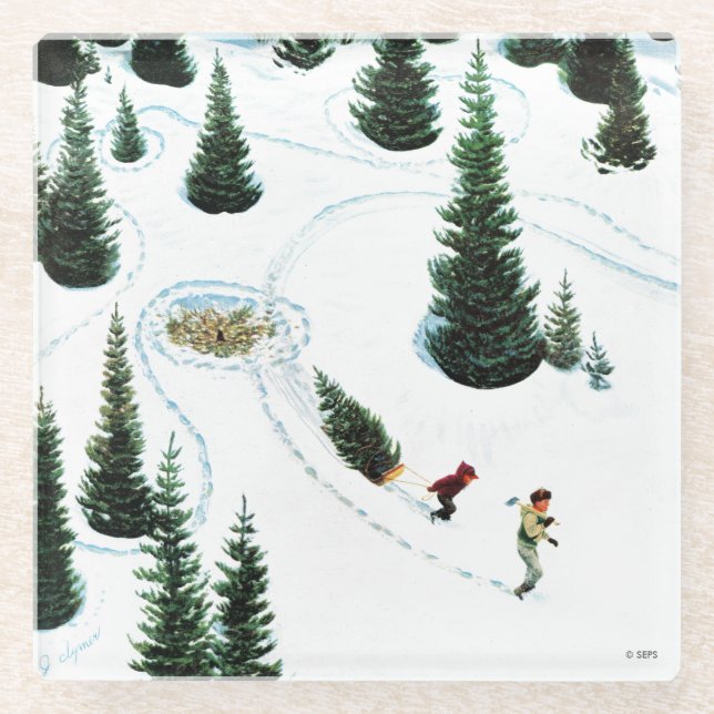 Den Baum abschneiden Glasuntersetzer (Vorderseite)