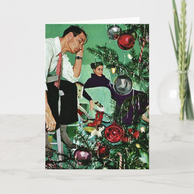 Den Baum beschneiden Feiertagskarte (Vorderseite)