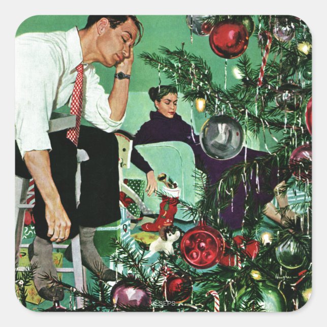 Den Baum beschneiden Quadratischer Aufkleber (Vorderseite)