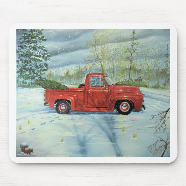 Den Baum zu Weihnachten abholen Mousepad (Vorne)