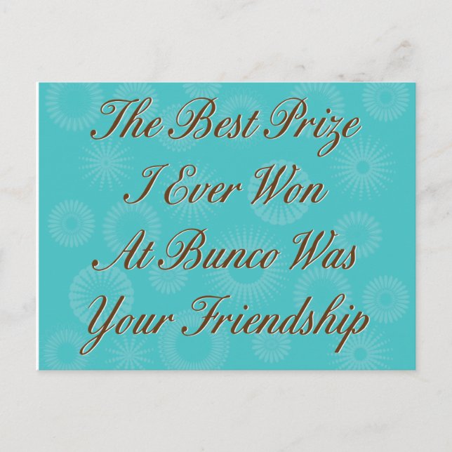 den besten Preis, den ich je in Bunco gewonnen hab Postkarte (Vorderseite)