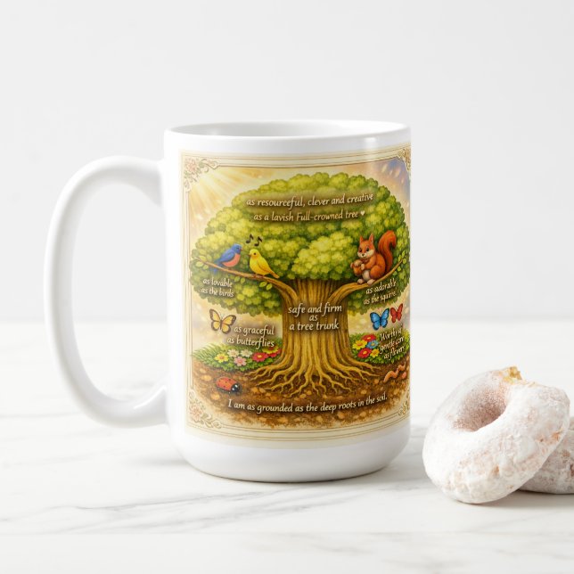 den ganzen Tag über stetig Freude ausstrahlen Kaffeetasse (Mit Donut)