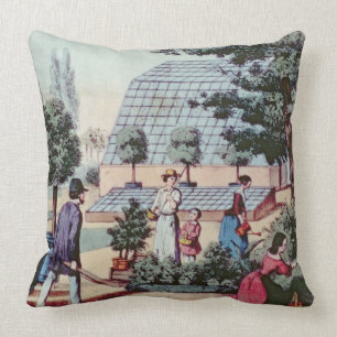 Den Garten neigen, c.1860 (Farbstich) Kissen