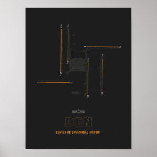 DEN - Gleiskarte des internationalen Flughafens De Poster