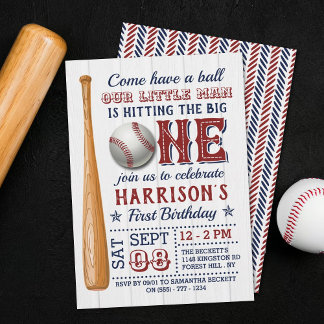 Den Großen Baseball zum ersten Geburtstag treffen Einladung