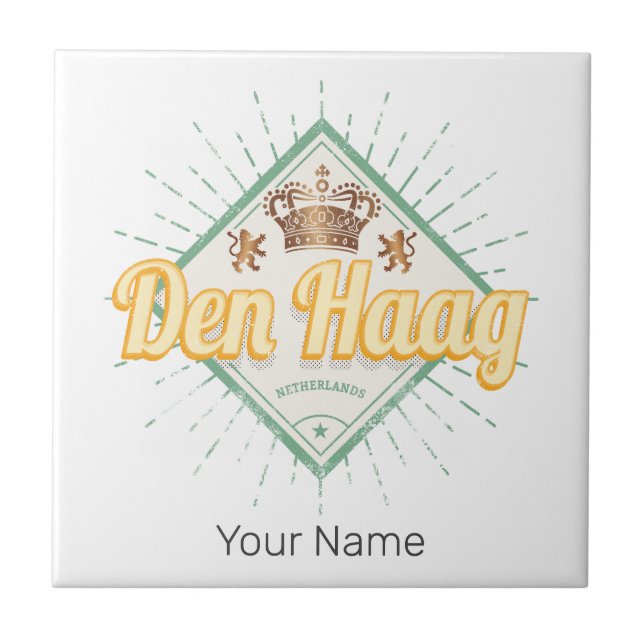 Den Haag City Netherlands Retro Holland Vintag Fliese (Vorderseite)