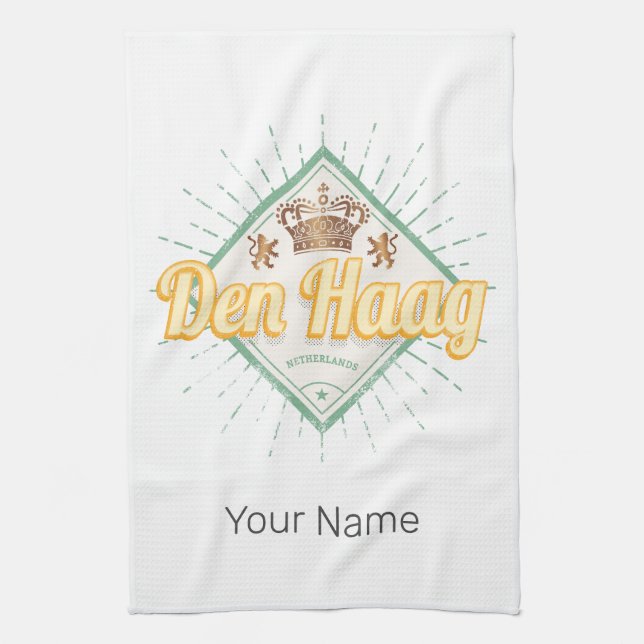 Den Haag City Netherlands Retro Holland Vintag Geschirrtuch (Vertikal)
