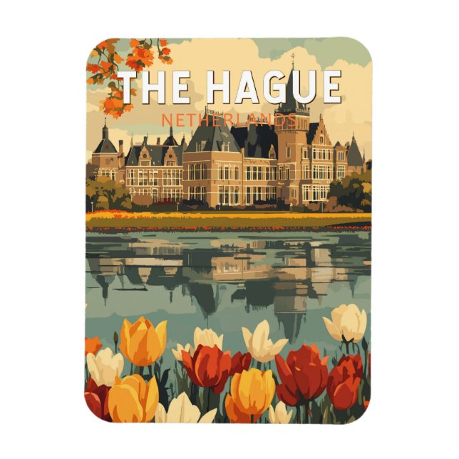 Den Haag Netherlands Travel Art Vintag Magnet (Vertikal)