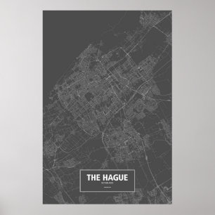 Den Haag, Niederlande (weiß auf schwarz) Poster