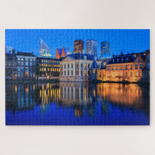 Den Haag Skyline an der blauen Stunde Puzzle